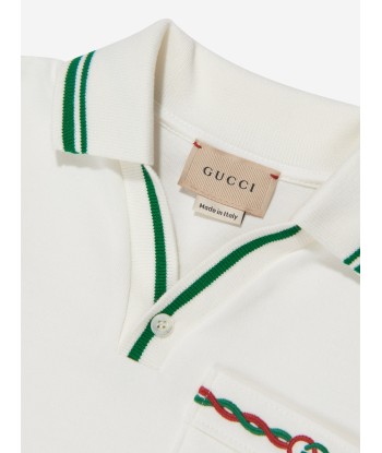 Gucci Boys Pocket Polo Shirt in White en stock