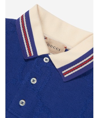 Gucci Boys Towelling Polo Shirt in Navy d'Europe débarque