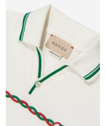 Gucci Baby Boys Logo Polo Shirt in White Profitez des Offres !