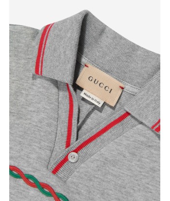 Gucci Baby Boys Polo Romper in Grey Venez acheter