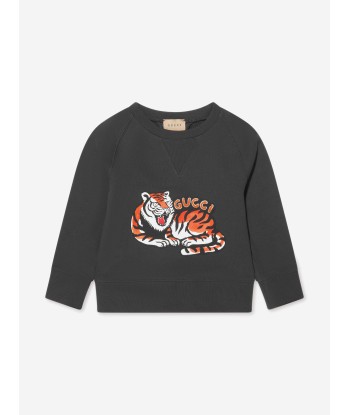 Gucci Kids Tiger Logo Sweatshirt in Grey À commander