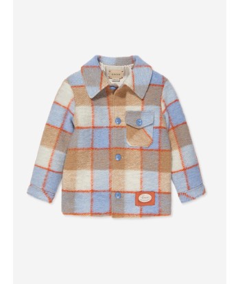 Gucci Baby Boys Checked Jacket in Blue Véritable concentré