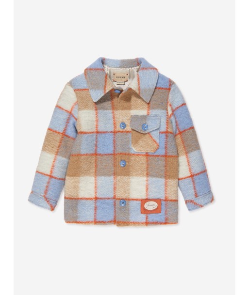 Gucci Baby Boys Checked Jacket in Blue Véritable concentré