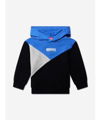 Diesel Boys Tricolour Logo Hoodie in Blue livraison et retour toujours gratuits