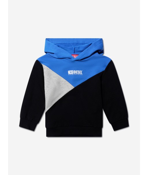 Diesel Boys Tricolour Logo Hoodie in Blue livraison et retour toujours gratuits