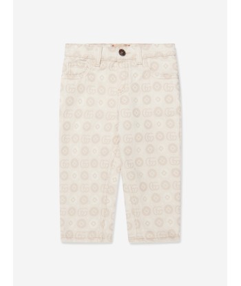 Gucci Baby GG Logo Jeans in Ivory pas chere