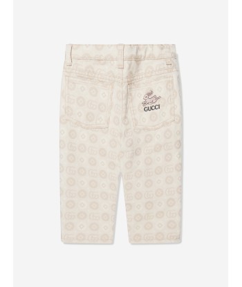 Gucci Baby GG Logo Jeans in Ivory pas chere