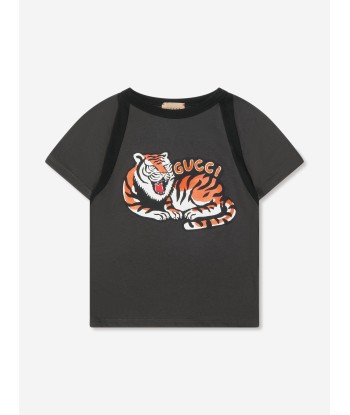 Gucci Boys Tiger Logo T-Shirt in Grey votre restaurant rapide dans 