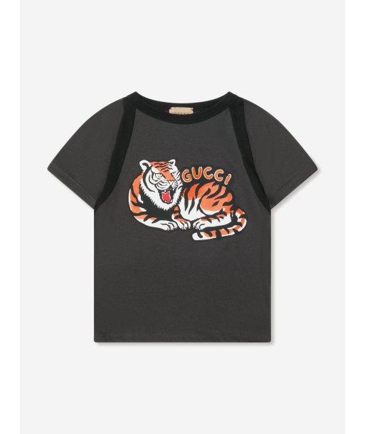 Gucci Boys Tiger Logo T-Shirt in Grey votre restaurant rapide dans 