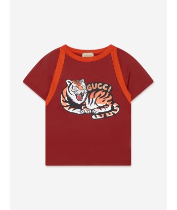 Gucci Boys Tiger T-Shirt in Red Dans la société mordern