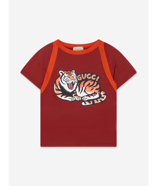 Gucci Boys Tiger T-Shirt in Red Dans la société mordern