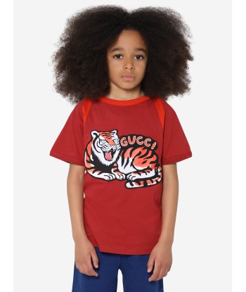 Gucci Boys Tiger T-Shirt in Red Dans la société mordern