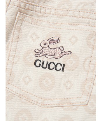 Gucci Baby GG Logo Jeans in Ivory pas chere