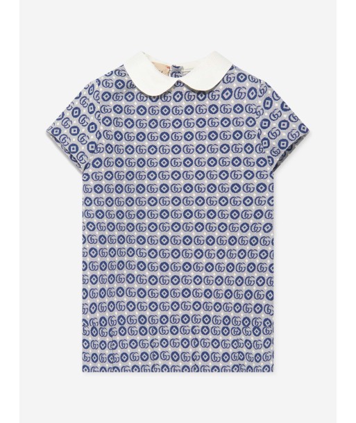 Gucci Baby Girls GG Logo Dress in Navy outlet