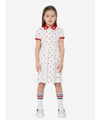 Gucci Girls Logo Polo Dress in White Livraison rapide