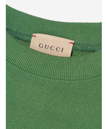 Gucci Kids Tiger Logo Sweatshirt in Green prix