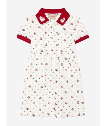 Gucci Girls Logo Polo Dress in White Livraison rapide