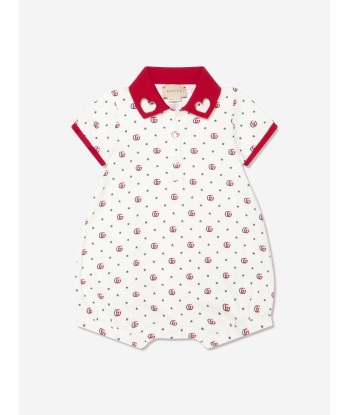 Gucci Baby Girls GG Logo Romper in White votre restaurant rapide dans 