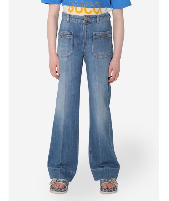 Gucci Girls Flared Denim Jeans in Blue le des métaux précieux