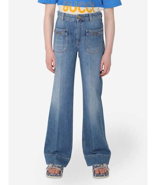 Gucci Girls Flared Denim Jeans in Blue le des métaux précieux