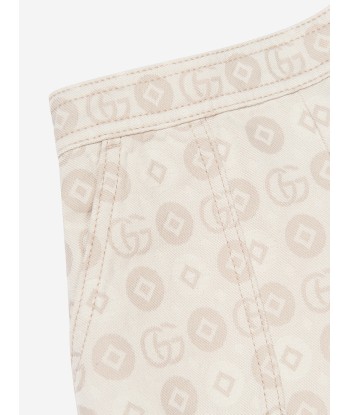 Gucci Girls GG Logo Denim Shorts in Ivory Economisez 