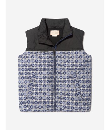 Gucci Baby Down Padded GG Logo Gilet In Navy meilleur choix