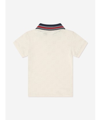 Gucci Boys Ribbed Collar Polo Shirt in Ivory Paris Déstockage Promo