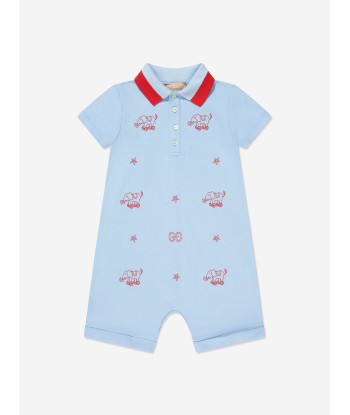 Gucci Baby Boys Polo Romper in Blue basket pas cher