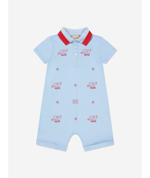 Gucci Baby Boys Polo Romper in Blue basket pas cher