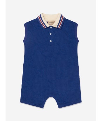 Gucci Baby Boys Sleeveless Romper in Navy Profitez des Offres !