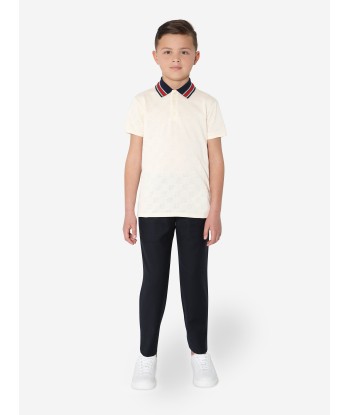 Gucci Boys Ribbed Collar Polo Shirt in Ivory Paris Déstockage Promo