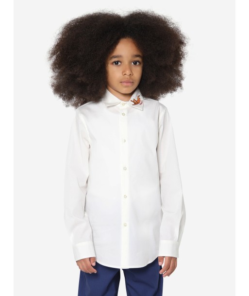 Gucci Boys Long Sleeve Embroidered Shirt in Ivory prix pour 