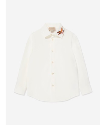 Gucci Boys Long Sleeve Embroidered Shirt in Ivory prix pour 