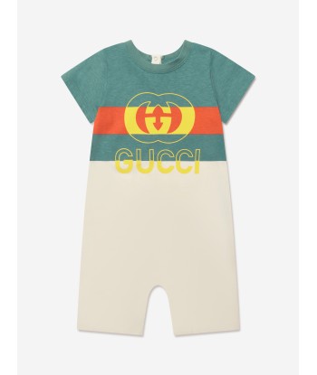 Gucci Baby Boys Logo Romper in Green Jusqu'à 80% De Réduction