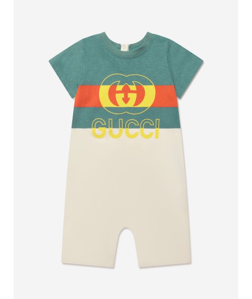 Gucci Baby Boys Logo Romper in Green Jusqu'à 80% De Réduction