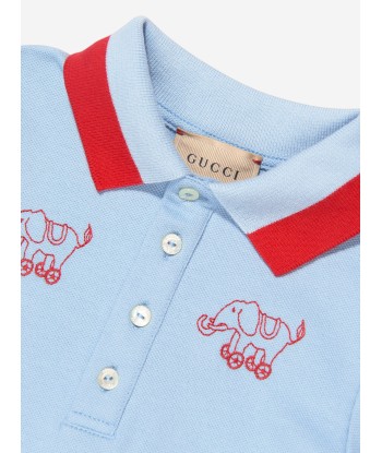 Gucci Baby Boys Polo Romper in Blue basket pas cher