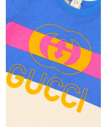 Gucci Baby Boys Logo Romper in Blue Vous souhaitez 