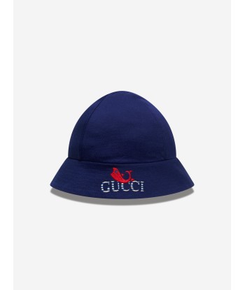 Gucci Baby Boys Romper And Hat Gift Set in Navy est présent 