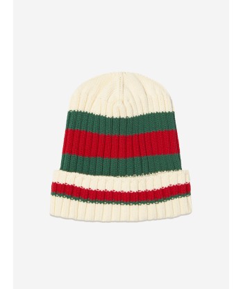 Gucci Kids Web Stripe Knitted Hat in Ivory Par le système avancé 