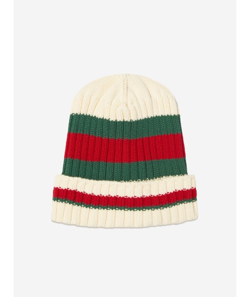 Gucci Kids Web Stripe Knitted Hat in Ivory Par le système avancé 