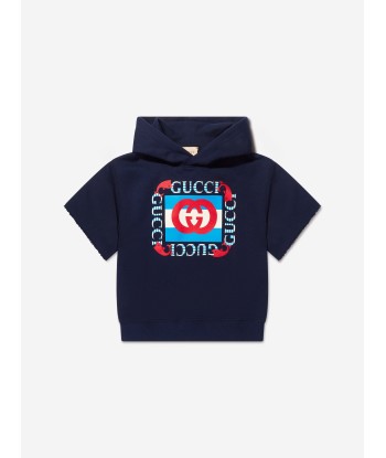 Gucci Boys Short Sleeve Hoodie in Navy Véritable concentré