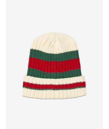 Gucci Kids Web Stripe Knitted Hat in Ivory Par le système avancé 