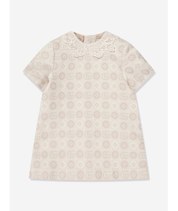 Gucci Baby Girls GG Logo Dress in Ivory Fin de série