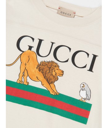 Gucci Boys Lion Logo T-Shirt in Ivory ouvre sa boutique