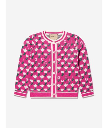 Gucci Baby Girls Knitted Logo Cardigan in Pink ou a consommer sur place