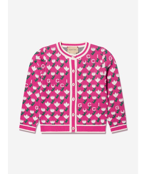 Gucci Baby Girls Knitted Logo Cardigan in Pink ou a consommer sur place