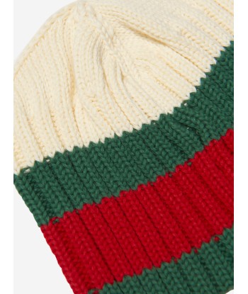 Gucci Kids Web Stripe Knitted Hat in Ivory Par le système avancé 