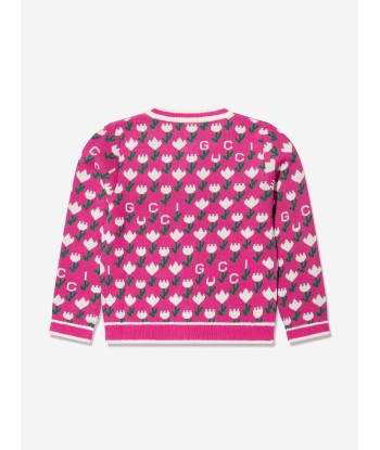 Gucci Baby Girls Knitted Logo Cardigan in Pink ou a consommer sur place