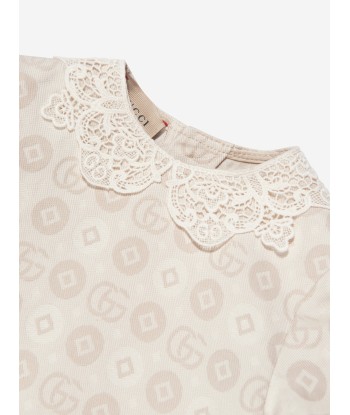 Gucci Baby Girls GG Logo Dress in Ivory Fin de série