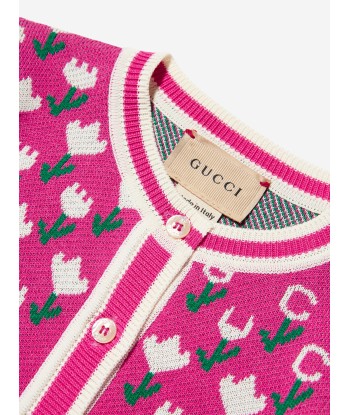 Gucci Baby Girls Knitted Logo Cardigan in Pink ou a consommer sur place